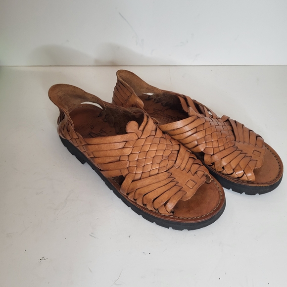 Women's Tan Leather Woven Sandals - Picture 2 of 6